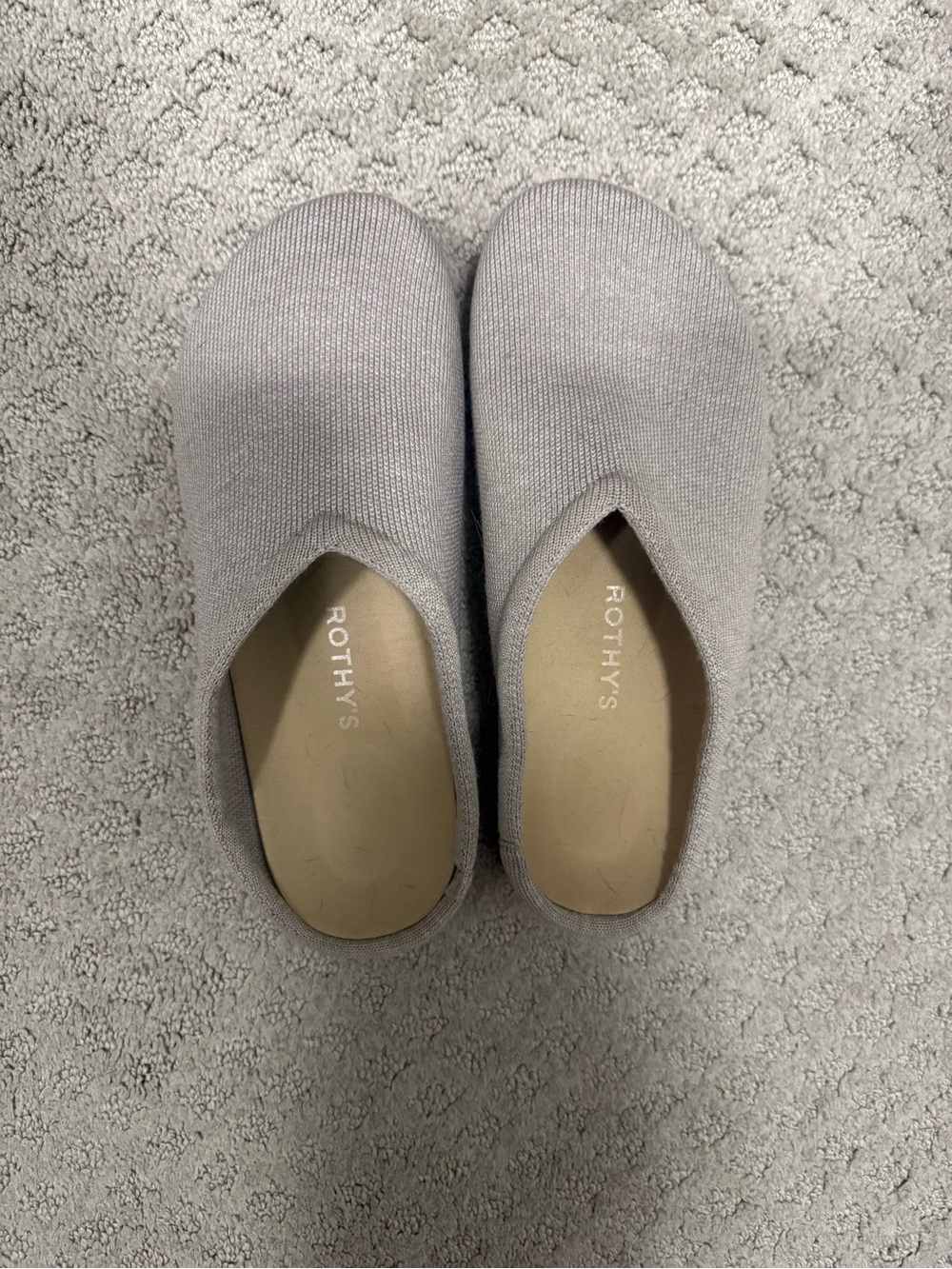 Rothy's Light Gray Knit Slip-On Mules